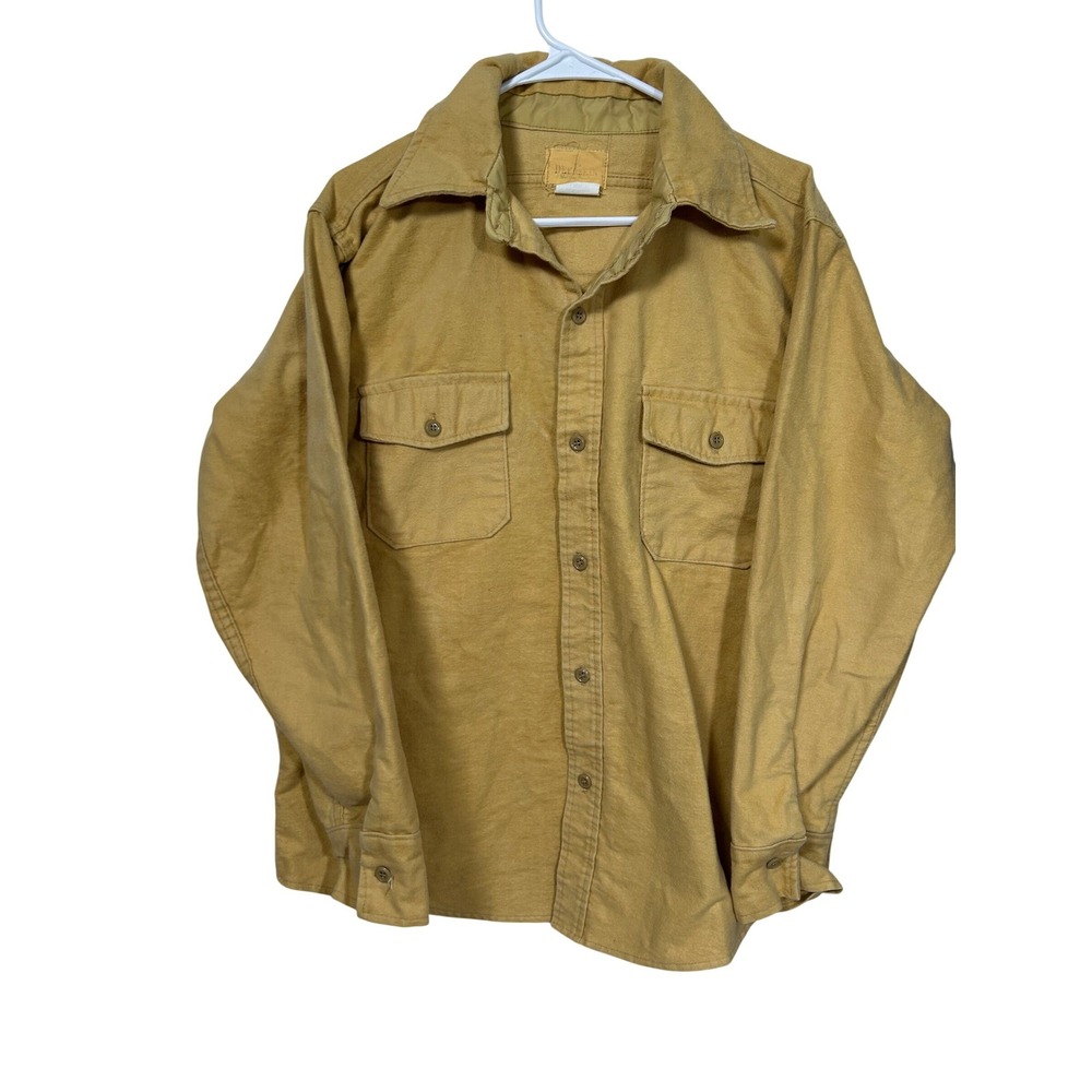 Vintage Melton Chamois Cloth Shirt Mustard Yellow Cotton Flannel Mens Large‎